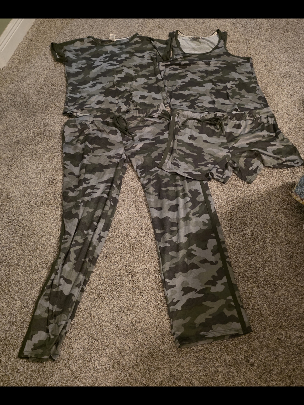Lucky Brand Women's Camo Pajama Set in Olive Green and Gray